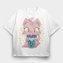 Cat Bubble Tea, Tricou Oversize Barbati (Unisex)