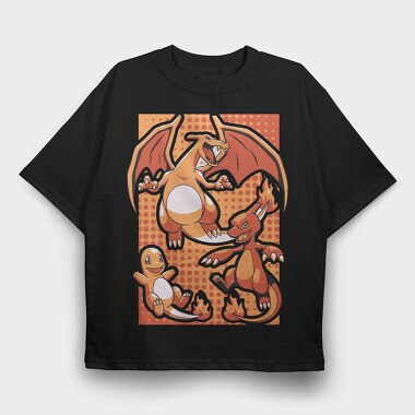 Charizard Fire Trio, Tricou Oversize Barbati (Unisex)