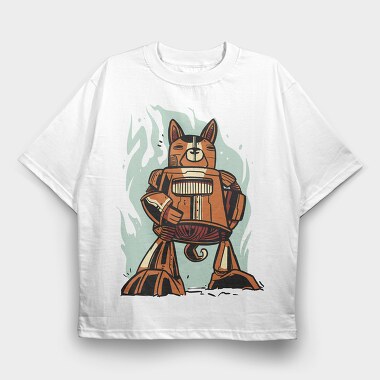Cyborg Cat, Tricou Oversize Barbati (Unisex)
