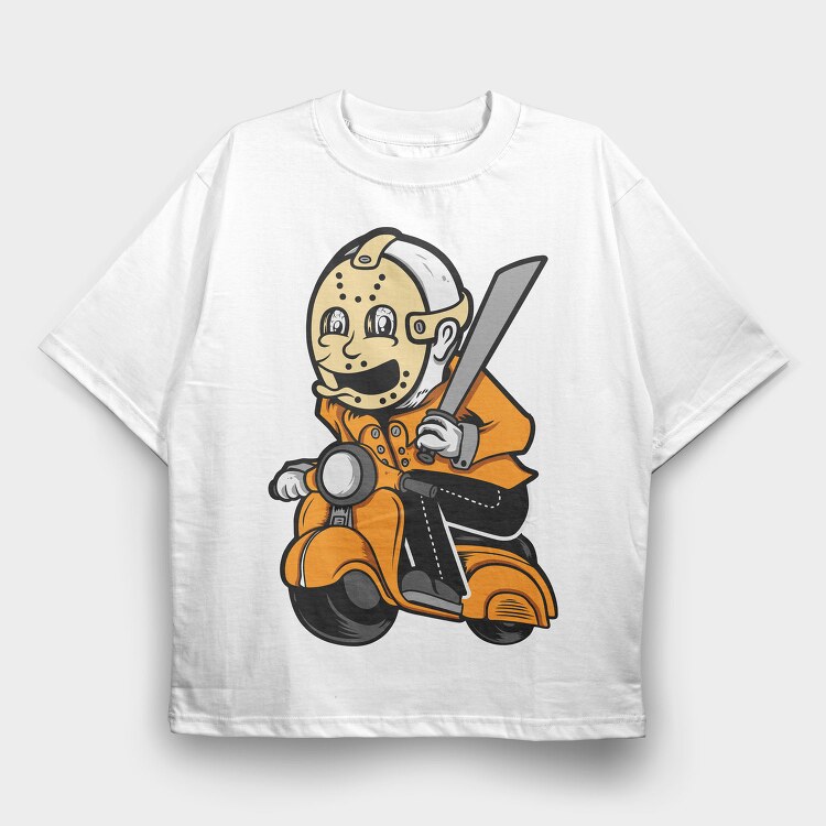 Jason On Scooter, Tricou Oversize Barbati (Unisex)