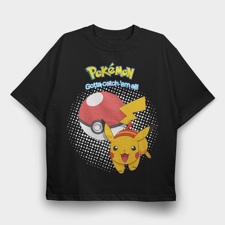 Pikachu Pokeball Catch, Tricou Oversize Barbati (Unisex)
