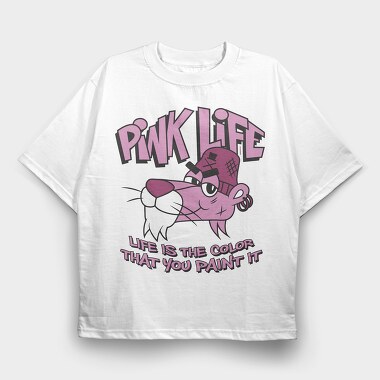 Pink Life Cat, Tricou Oversize Barbati (Unisex)