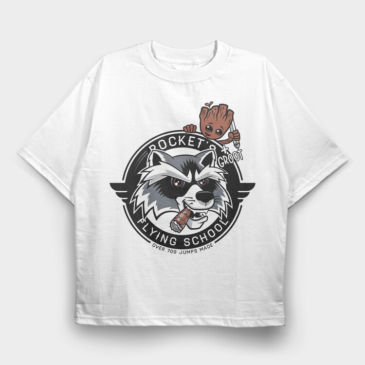 Rocket Raccoon School, Tricou Oversize Barbati (Unisex)