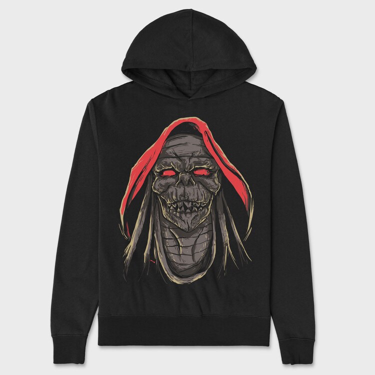 Skull Hood Red, Hanorac Oversize Barbati (Unisex)