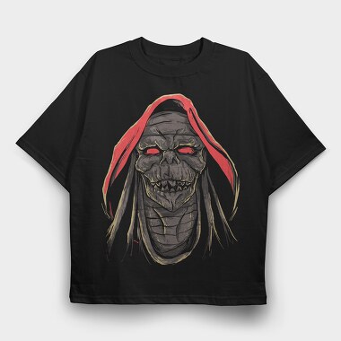 Skull Hood Red, Tricou Oversize Barbati (Unisex)