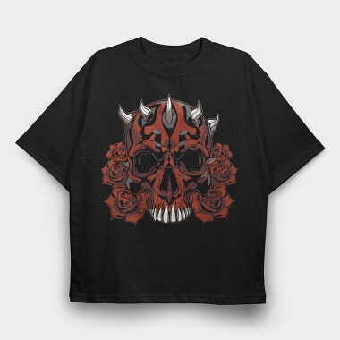 Skull Roses, Tricou Oversize Barbati (Unisex)