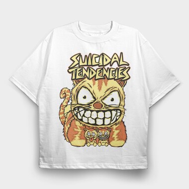 Suicidal Cat Grin, Tricou Oversize Barbati (Unisex)