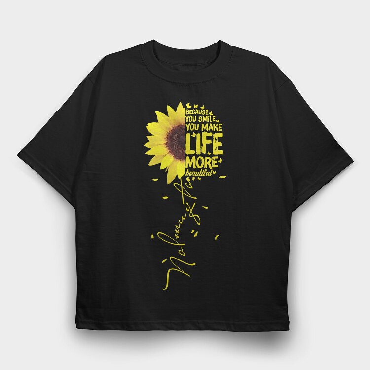 Sunflower Smile Life, Tricou Oversize Barbati (Unisex)
