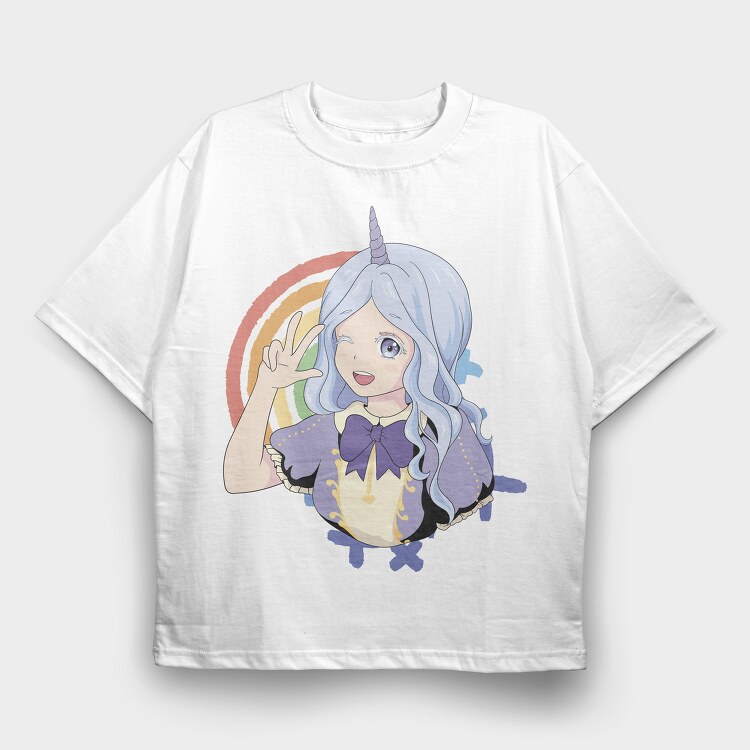Unicorn Rainbow Girl, Tricou Oversize Barbati (Unisex)