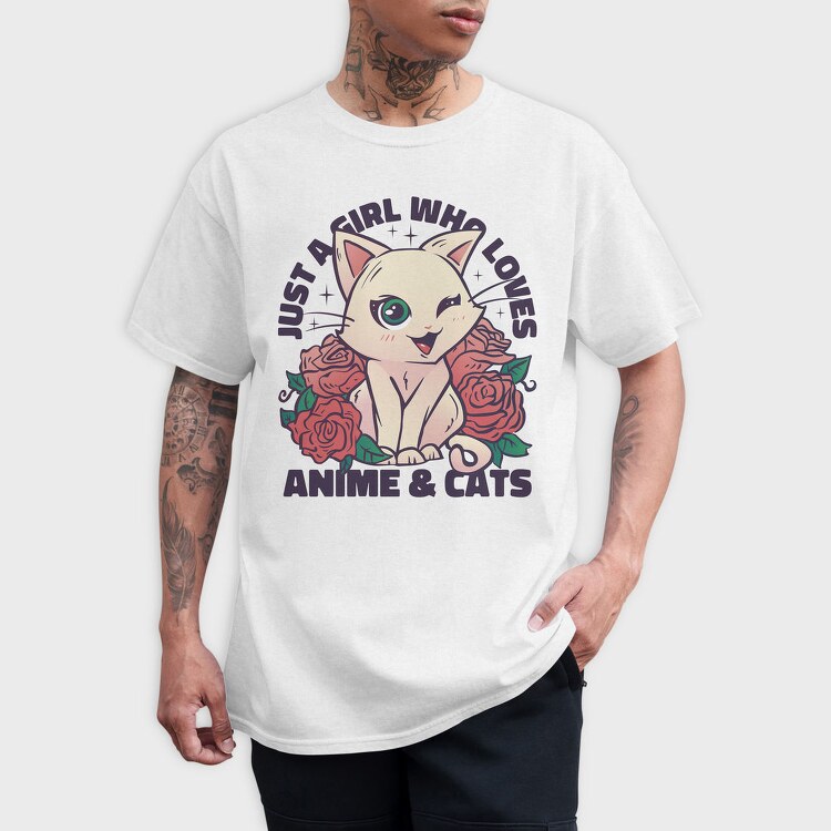 Cat Rose Anime, Tricou Barbati (Unisex)