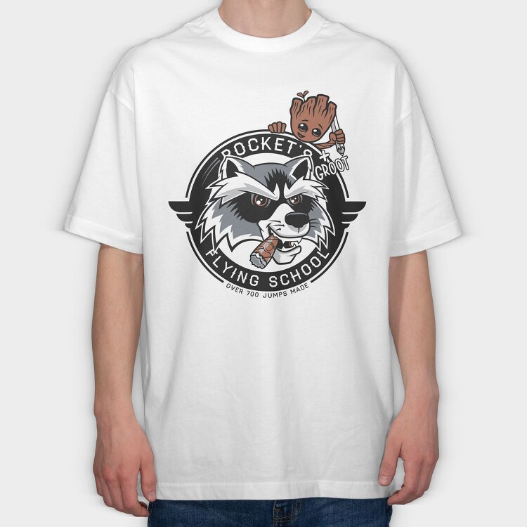 Rocket Raccoon School, Tricou Oversize Barbati (Unisex)