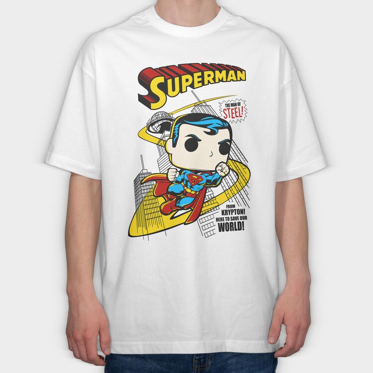 Superman Steel Save World, Tricou Oversize Barbati (Unisex)