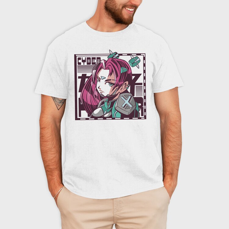 Cyberpunk Girl 1, Tricou Barbati (Unisex)