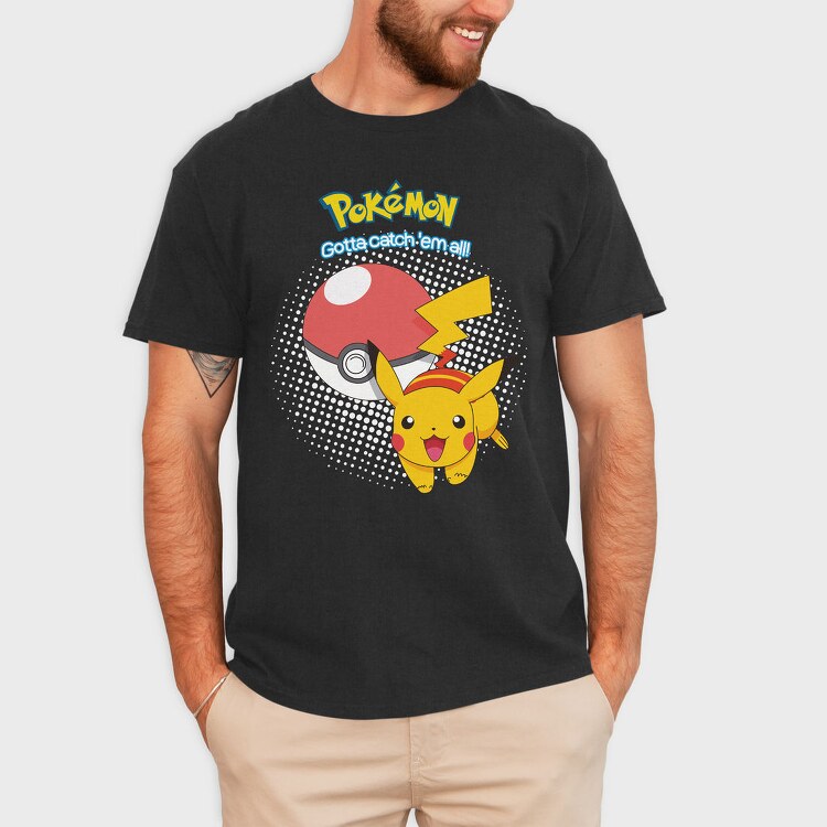 Pikachu Pokeball Catch, Tricou Barbati (Unisex)