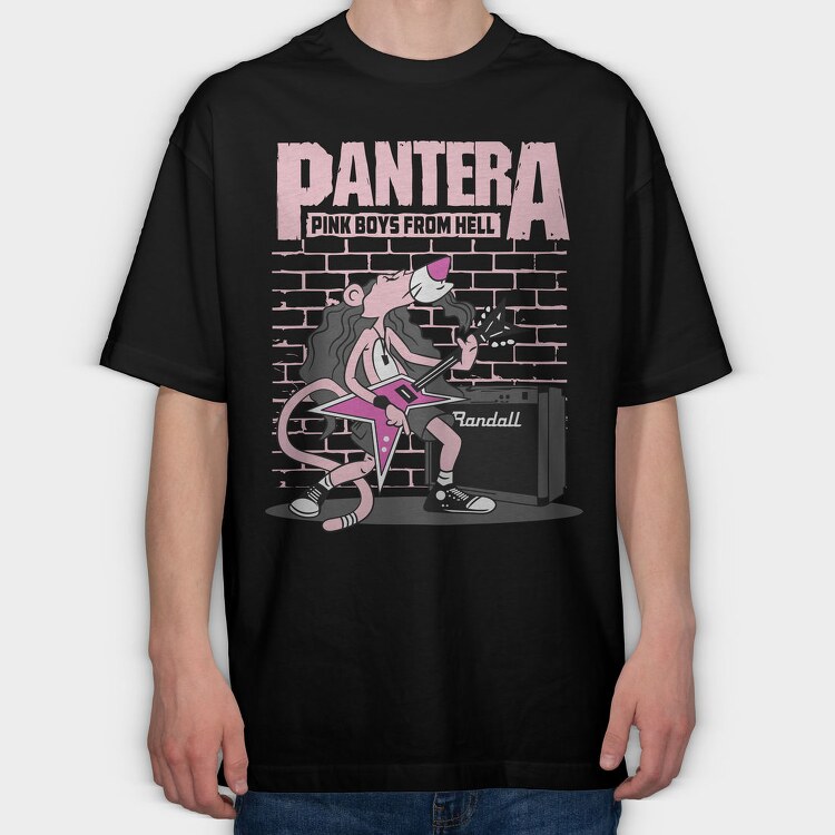 Pink Pantera Guitar, Tricou Oversize Barbati (Unisex)