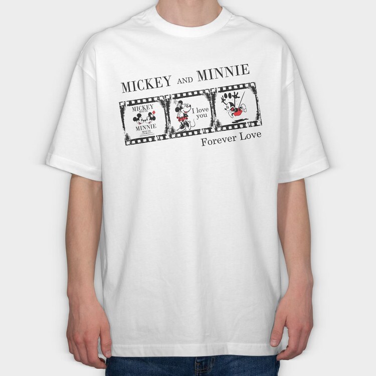 Mickey Minnie Forever Love, Tricou Oversize Barbati (Unisex)