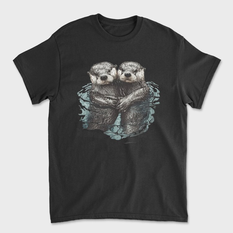 Tricou Barbati (Unisex), Otters Swimming