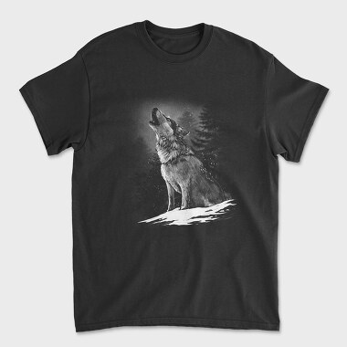 Tricou Barbati (Unisex), Realistic Wolf Monocrhome Howl