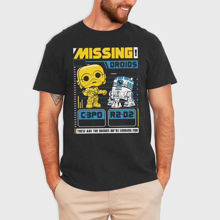 Missing Droids C3Po R2D2, Tricou Barbati (Unisex)