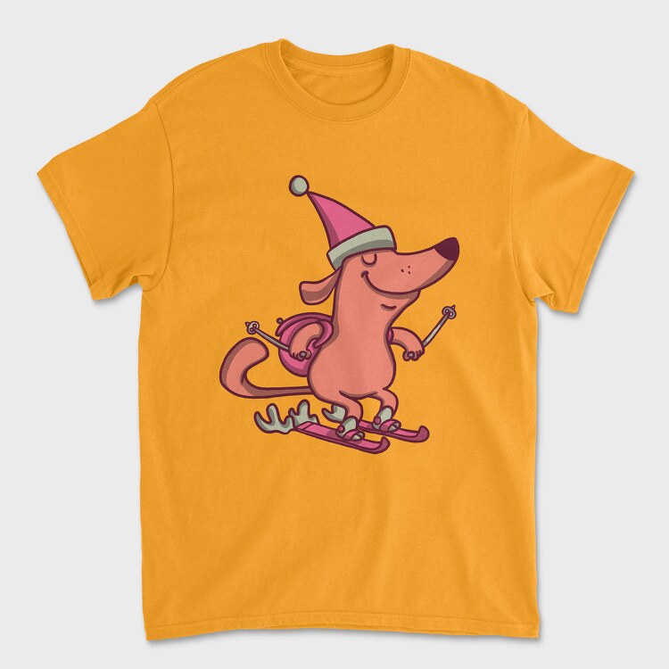 Dog Skiing, Tricou Barbati (Unisex)