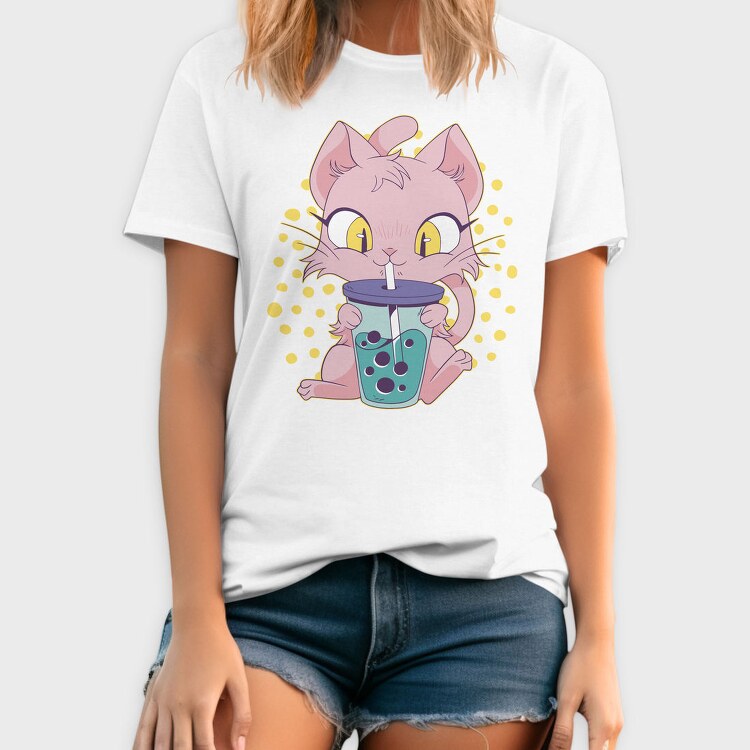 Cat Bubble Tea, Tricou Barbati (Unisex)