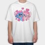 Stitch Love Heart, Tricou Oversize Barbati (Unisex)