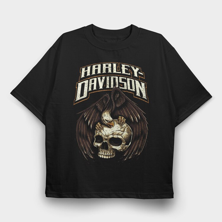 Harley Davidson Skull Eagle, Tricou Oversize Barbati (Unisex)