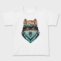 Hand Draw Landscape Wolf, Tricou Copii