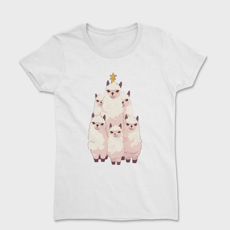 Llamas Christmas Tree, Tricou Femei