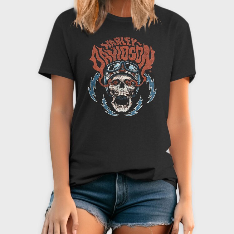 Harley Davidson Skull Biker, Tricou Barbati (Unisex)