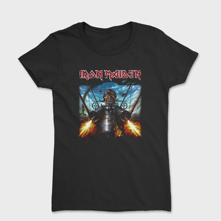 Iron Maiden Robot Face Flames, Tricou Femei