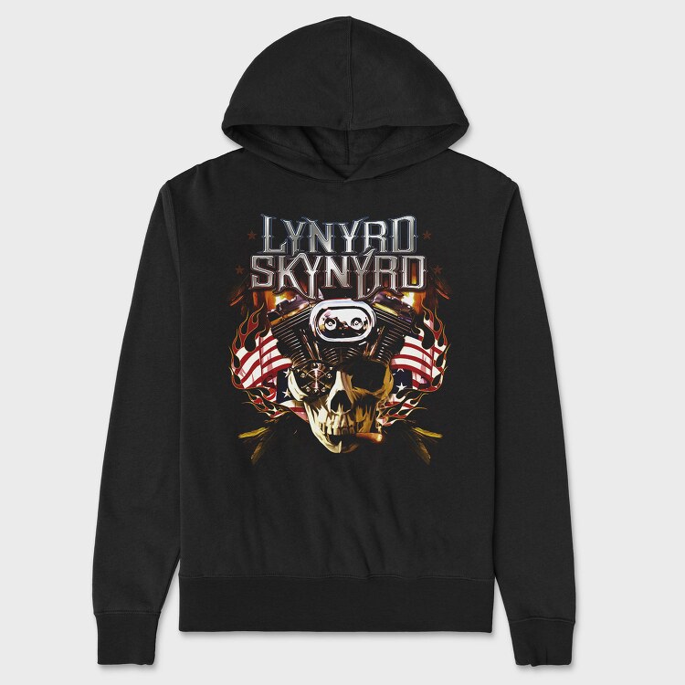 Lynnyrd Skynyrd Flames Flag Skull, Hanorac Oversize Barbati (Unisex)