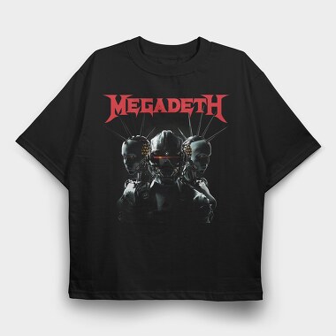 Megadeth Robot Face Eyes 2, Tricou Oversize Barbati (Unisex)