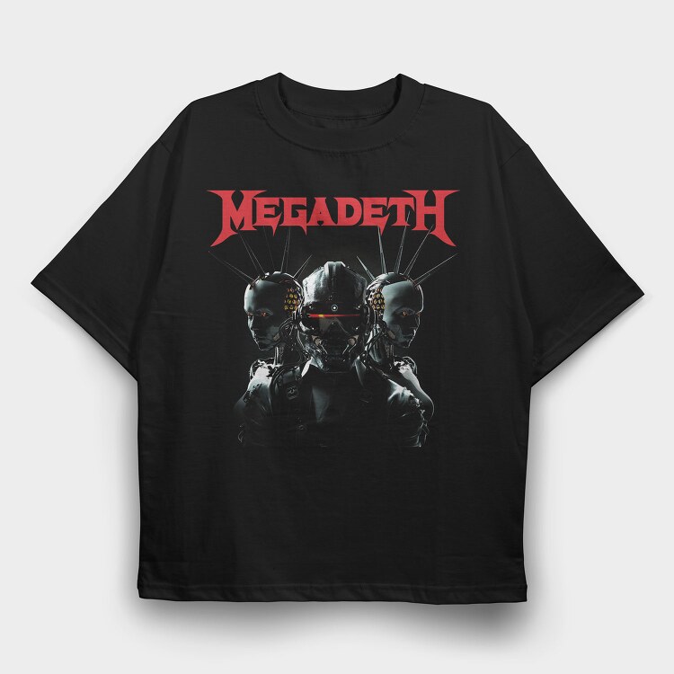 Megadeth Robot Face Eyes 2, Tricou Oversize Barbati (Unisex)