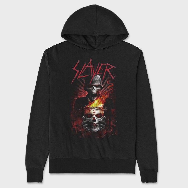 Slayer Skull Flames Crosses, Hanorac Oversize Barbati (Unisex)