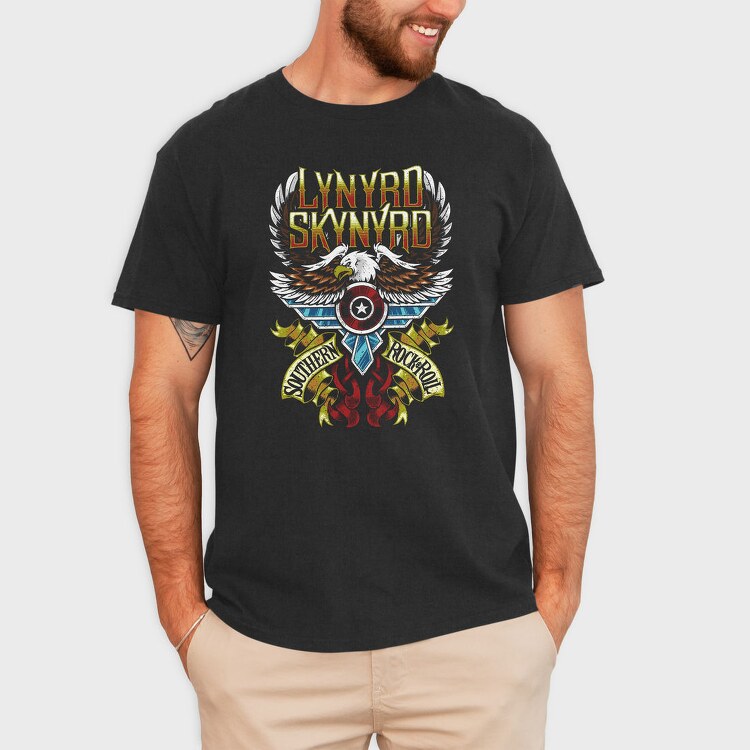 Lynnyrd Skynyrd Eagle Flag Flames 2, Tricou Barbati (Unisex)