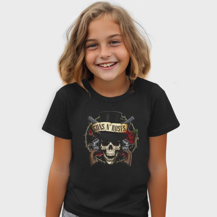 Guns N Roses Skull Top Hat, Tricou Copii