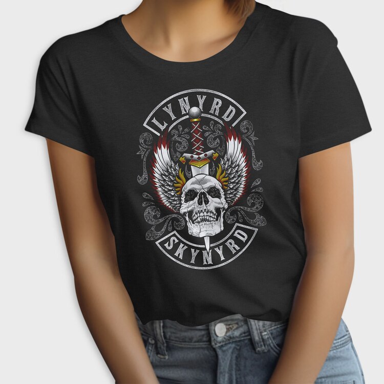 Lynnyrd Skynyrd Flames Flag Skull 2, Tricou Femei