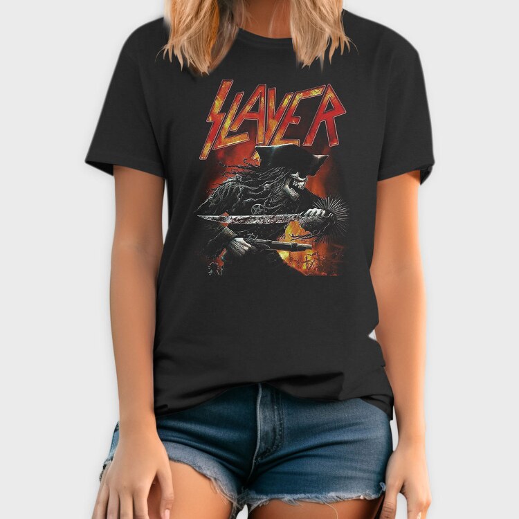 Slayer Flames Pentagram Eyes, Tricou Barbati (Unisex)