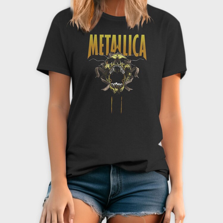 Metallica Skull Flames Eyes 3, Tricou Barbati (Unisex)