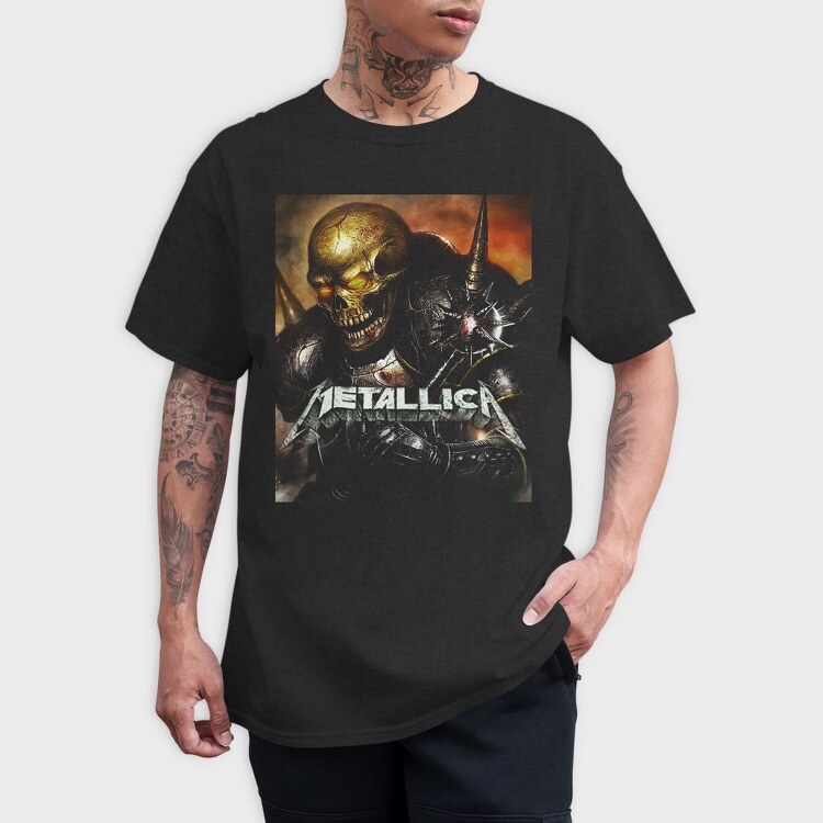 Metallica Skull Flames Red Eyes, Tricou Barbati (Unisex)