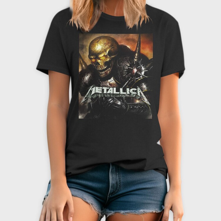 Metallica Skull Flames Red Eyes, Tricou Barbati (Unisex)