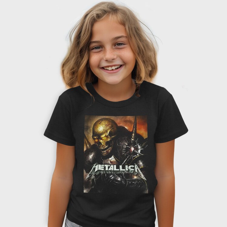 Metallica Skull Flames Red Eyes, Tricou Copii