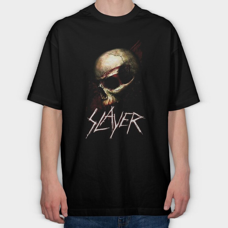 Slayer Skull Flames Crosses 4, Tricou Oversize Barbati (Unisex)