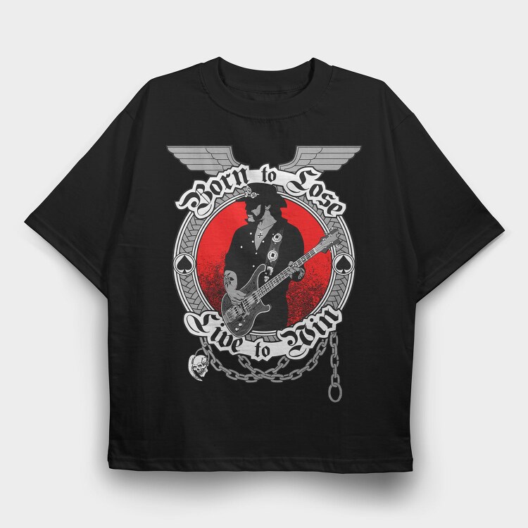 Born To Lose Guitarist Rock Ribbons, Tricou Oversize Barbati (Unisex)