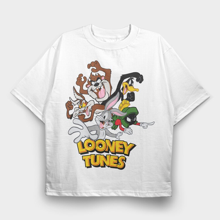 Looney Tunes Party Ride, Tricou Oversize Barbati (Unisex)