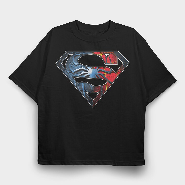 Superman Spiderman Crossed Suit Eyes, Tricou Oversize Barbati (Unisex)