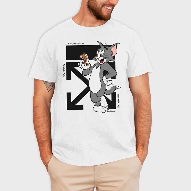 Tom And Jerry City Trip Los Angeles New York, Tricou Barbati (Unisex)