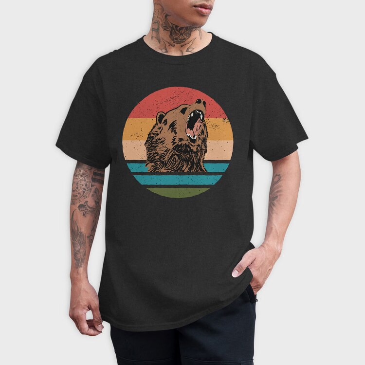 Sunset Retro Bear, Tricou Barbati (Unisex)