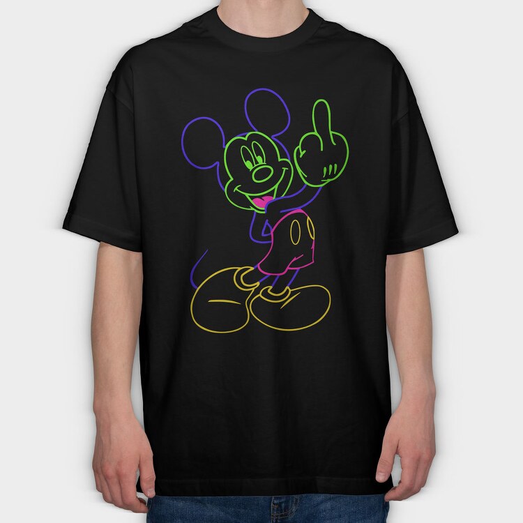 Mickey Mouse Colorful Lines Urban Art 99, Tricou Oversize Barbati (Unisex)